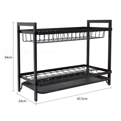 STORFEX 2 Layer Dish Drying Rack for Kitchen | Black | Steel Material_3