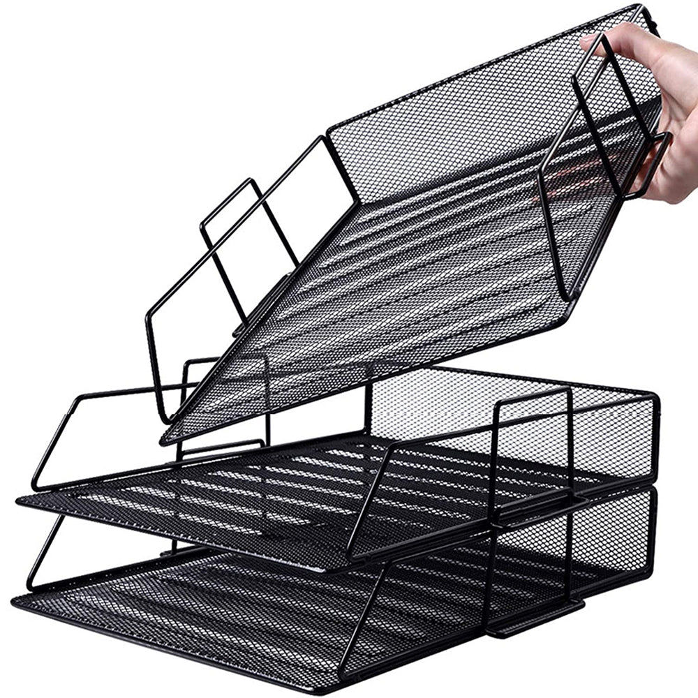 STORFEX 5-Layer Stackable Mesh File Storage Rack with Pen Holder_6