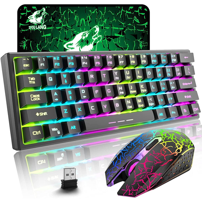 Rainbow Backlit Wireless Gaming Keyboard Mouse and Mat Combo Set_2