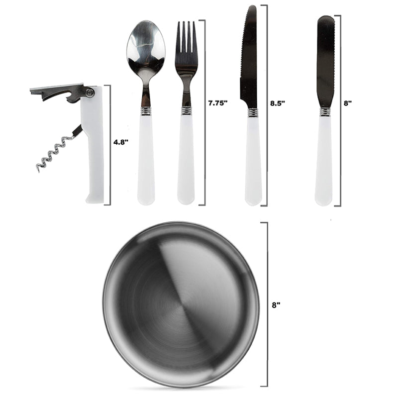 12pcs Camping Picnic Silverware Set for 2 Portable Cutlery Mess Kit_2