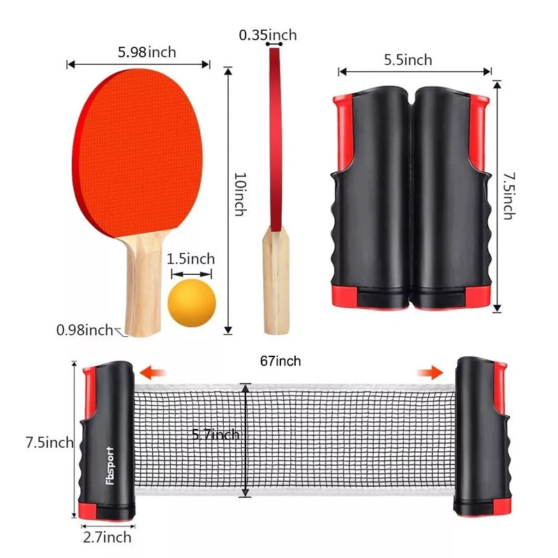 Instant Table Tennis Kit Ping Pong Set Retractable Net Rack + 2 Bats + 3 Balls_1