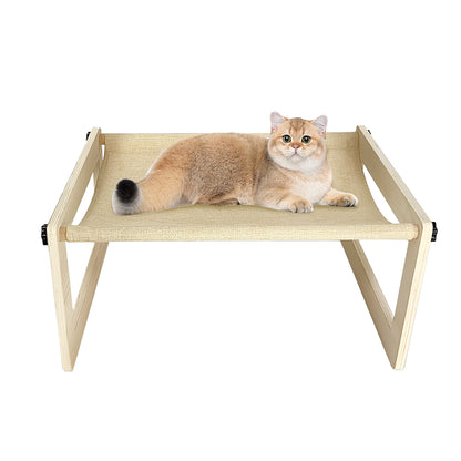 PETSWOL Breathable Cat Bed Wooden Cat Hammock_8