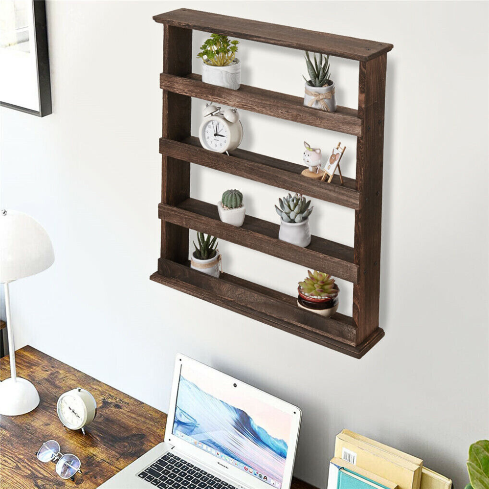 Wall Mount Wooden Spice Rack Holder_3