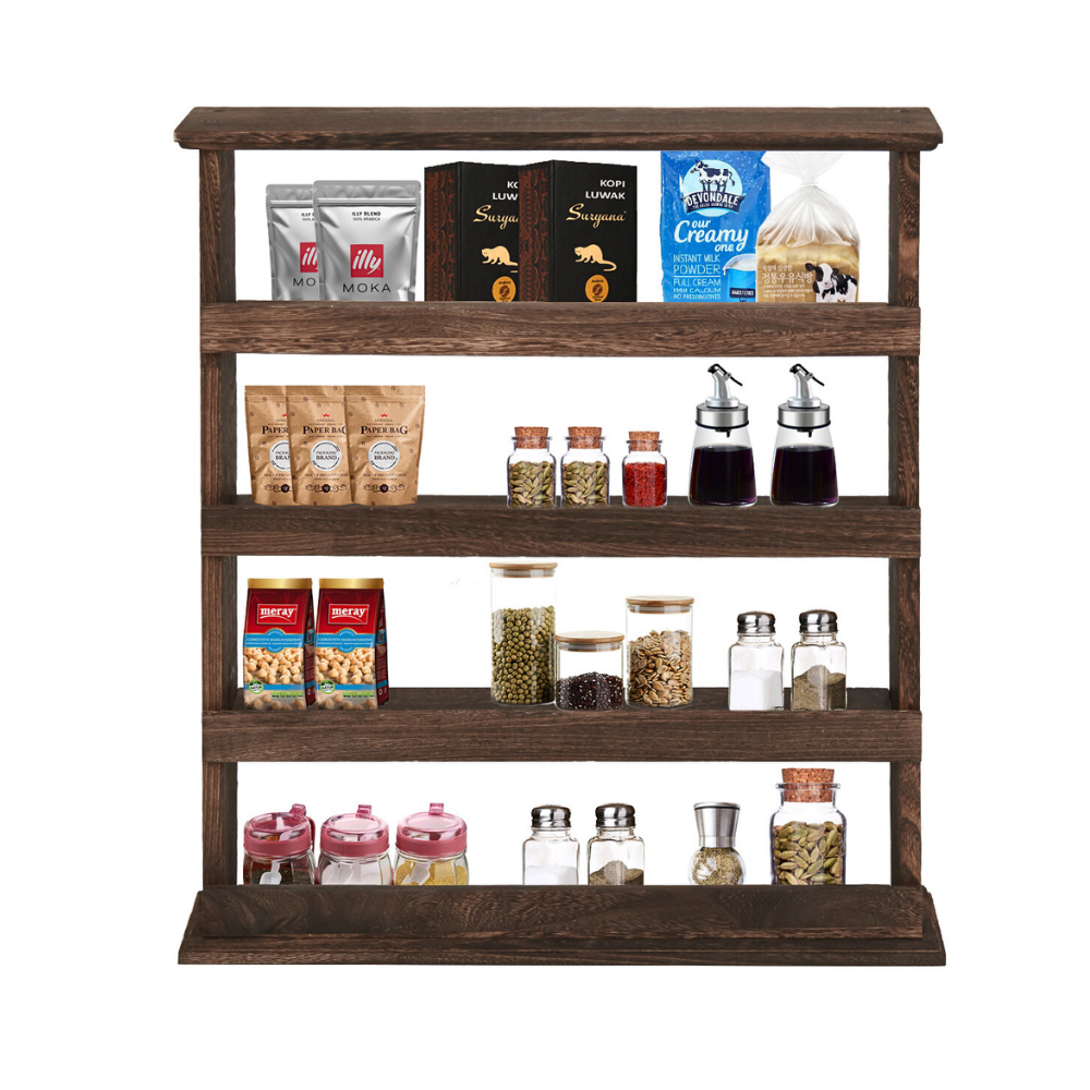 Wall Mount Wooden Spice Rack Holder_5