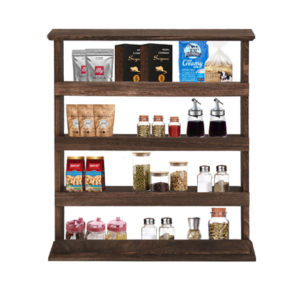 Wall Mount Wooden Spice Rack Holder_5