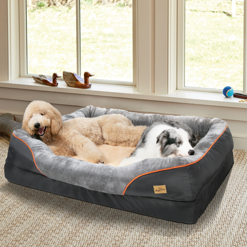 Removable and Washable Waterproof Large Dog Bed with Anti-Allergy Fleece Cover_1