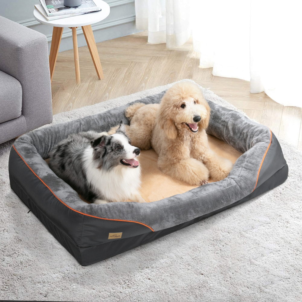 Removable and Washable Waterproof Large Dog Bed with Anti-Allergy Fleece Cover_2