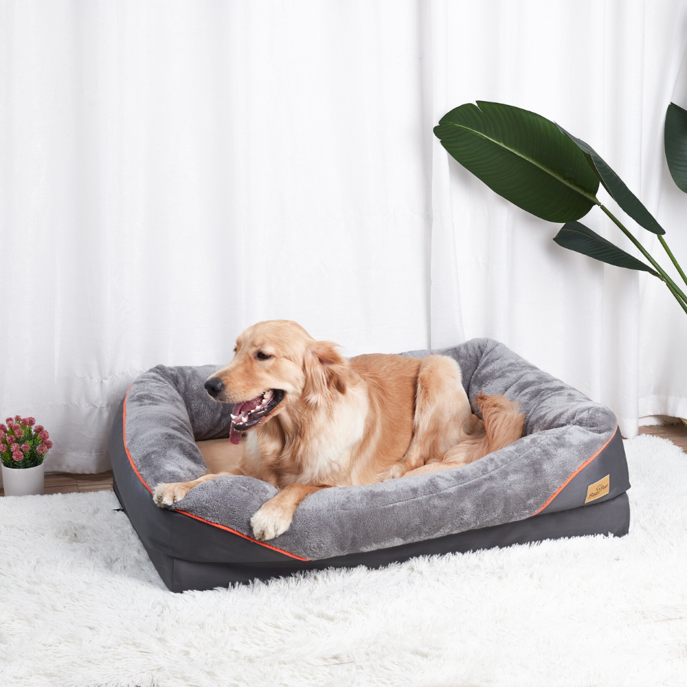 Removable and Washable Waterproof Large Dog Bed with Anti-Allergy Fleece Cover_3