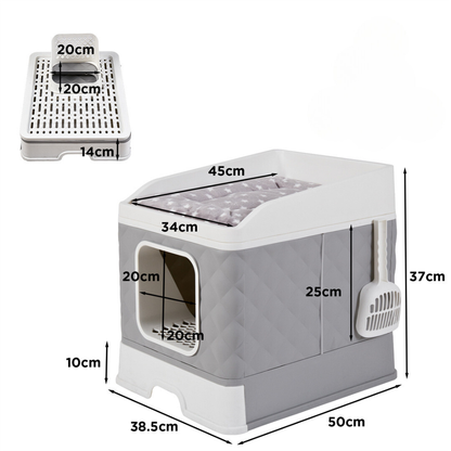 Detachable Top Cat Litter Box with Front Entry and Portable Scoop Drawer_9