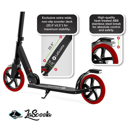 Lascoota Pulse Kick Push Commuter Scooter Teen Adult Black