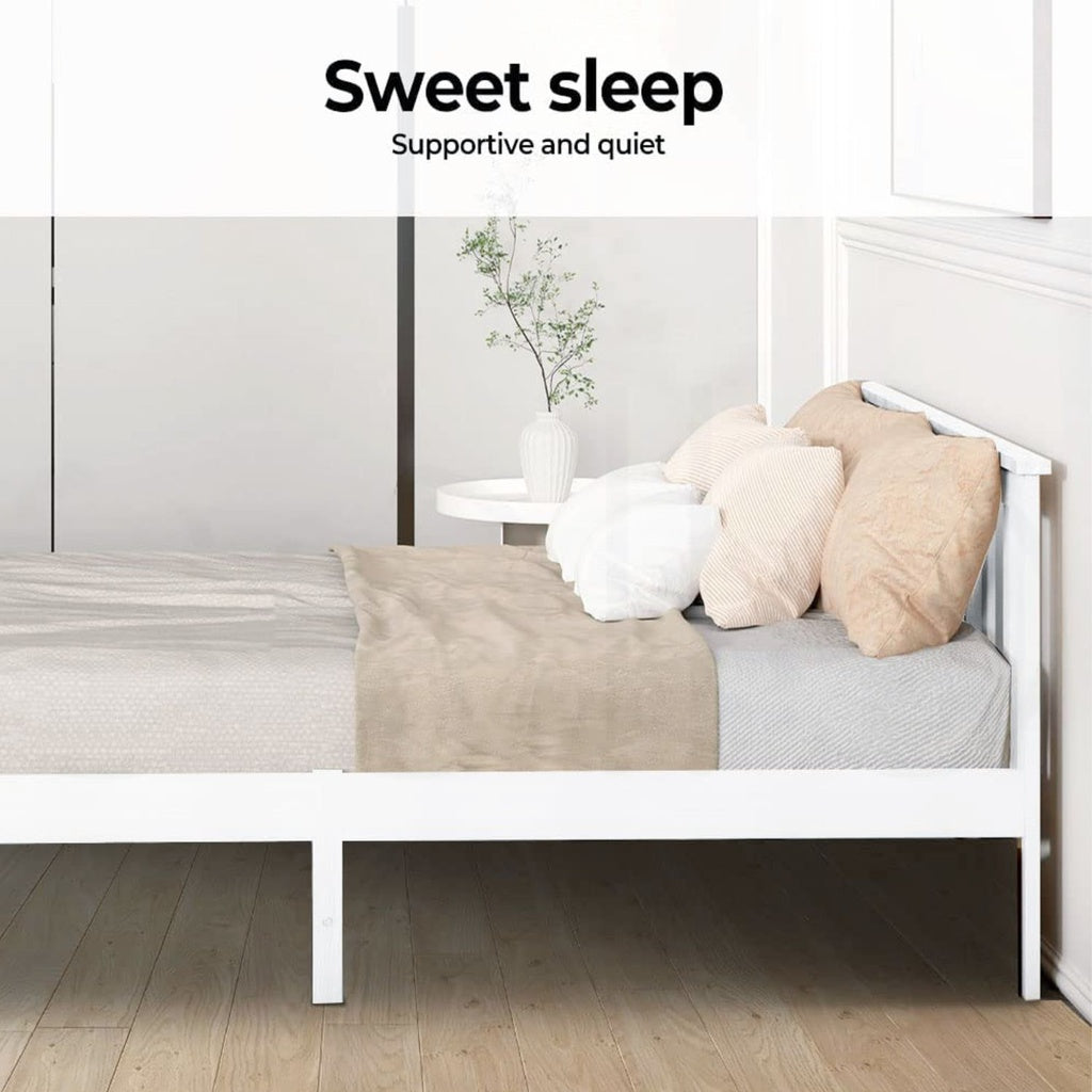 EKKIO Single Wooden Bed Frame (White)