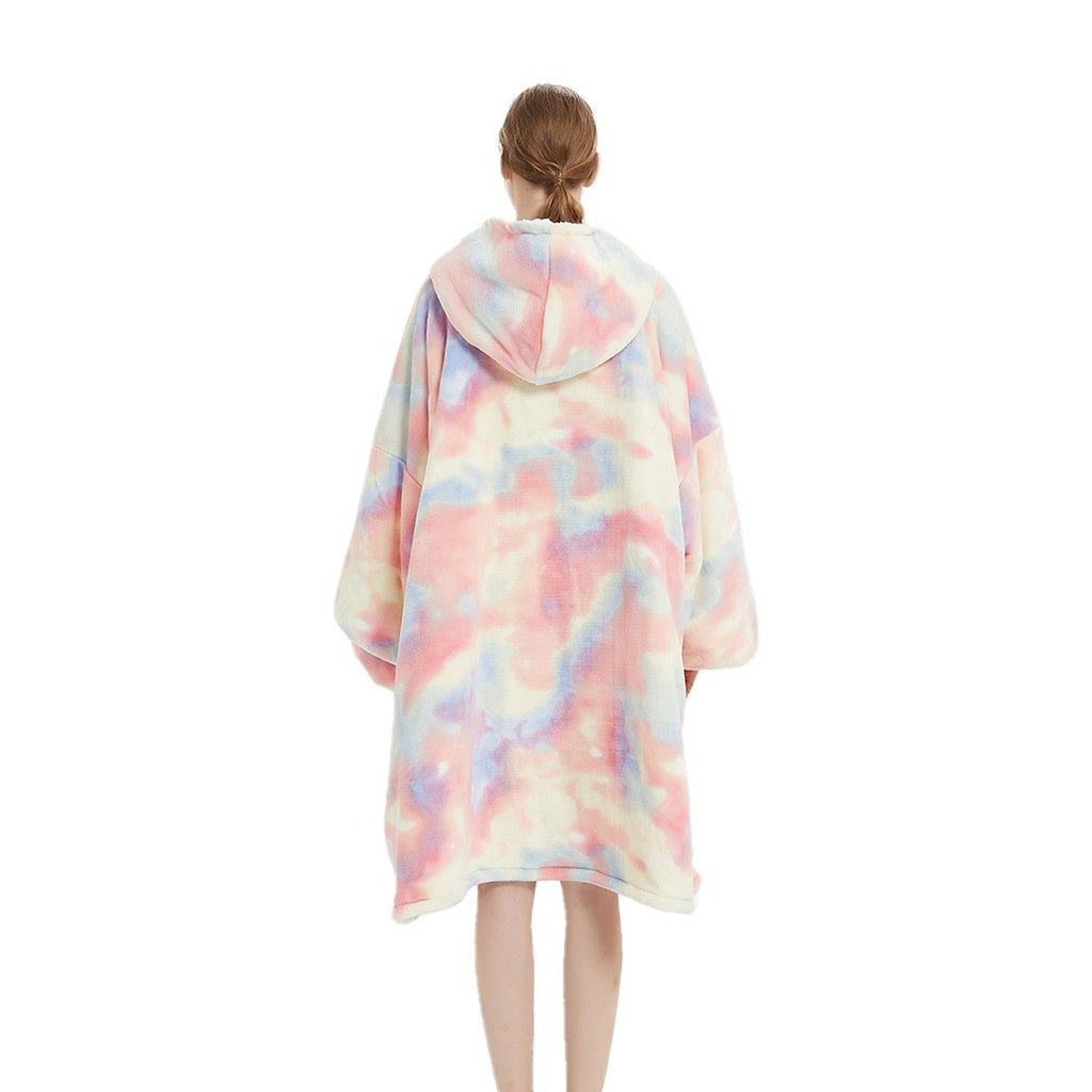 GOMINIMO Hoodie Blanket Adult Over Sized Tie-Dyed Beige