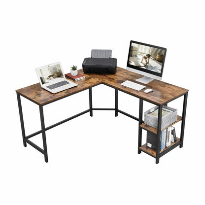 VASAGLE L-Shaped Desk with Shelves