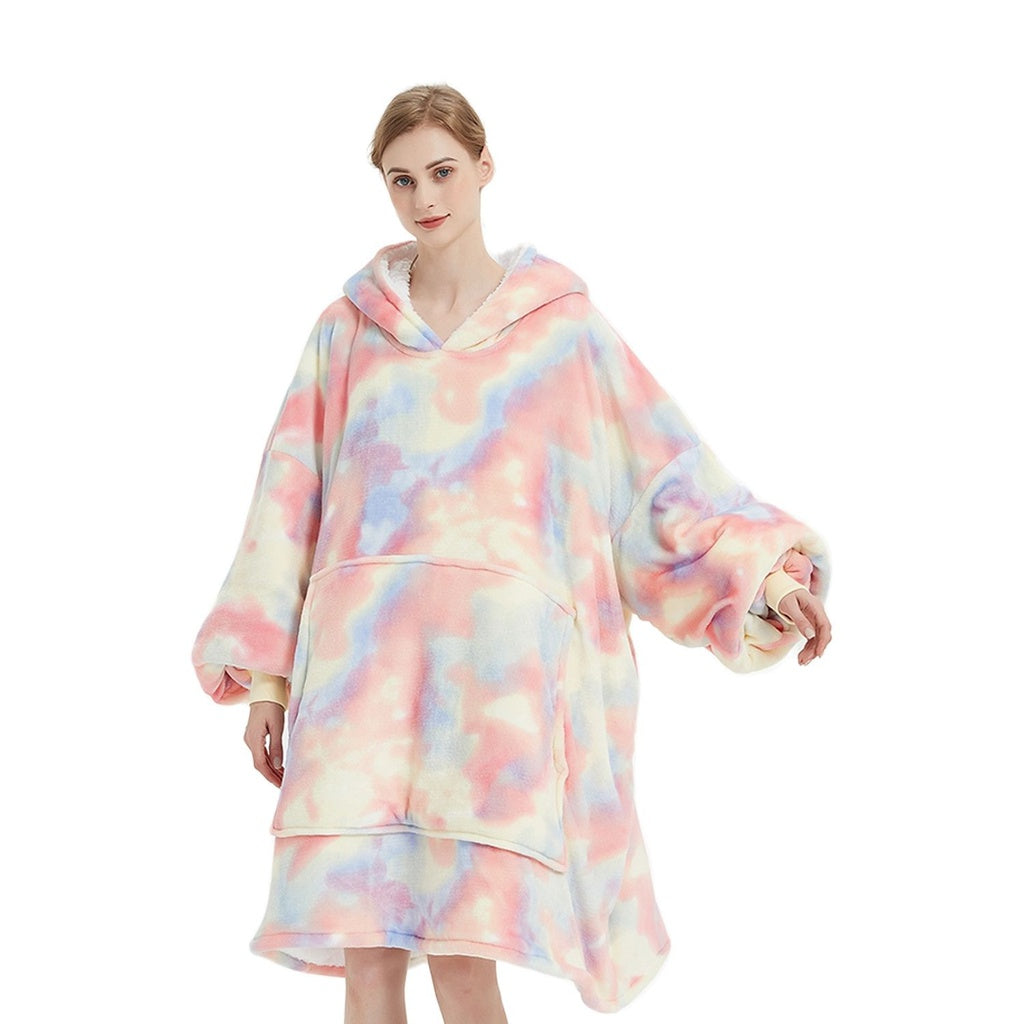 GOMINIMO Hoodie Blanket Adult Over Sized Tie-Dyed Beige