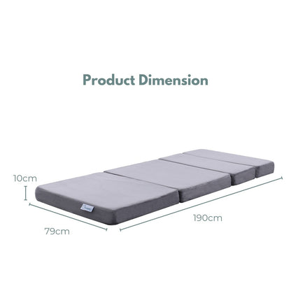 GOMINIMO 4 Fold Memory Foam Folding Mattress Dark Grey Velvet