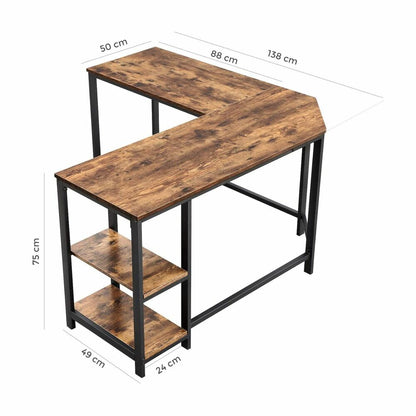 VASAGLE L-Shaped Desk with Shelves