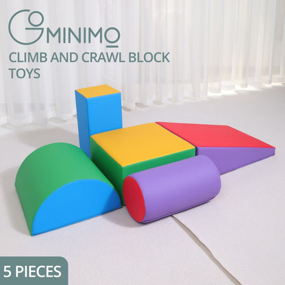 GOMINIMO 5 Piece Kids Climb Crawl Playset Soft Foam Blocks Indoor Activity Toys