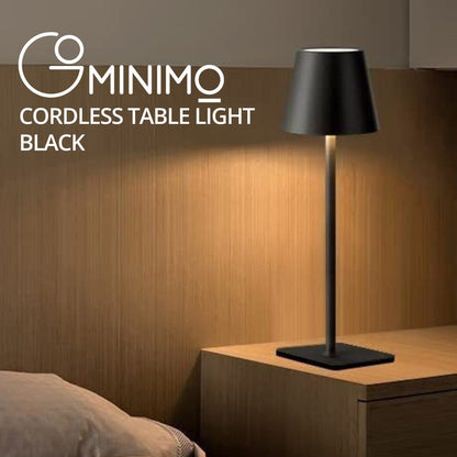 GOMINIMO Cordless Table Lamp Rechargeable Waterproof Lampshade Dimmable Black