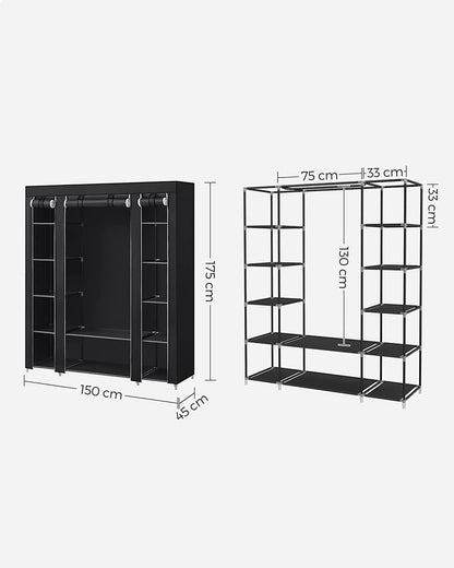 SONGMICS Non-Woven Fabric Wardrobe Bedroom Furniture Storage Black