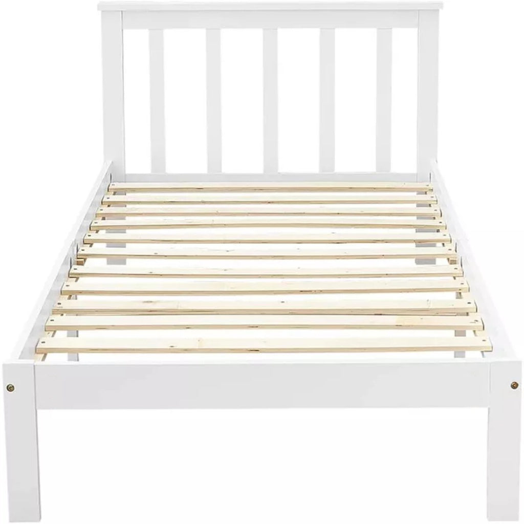 EKKIO Single Wooden Bed Frame (White)