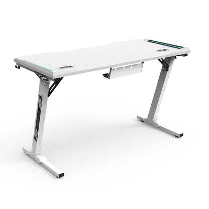 EKKIO RGB Gaming Desk Z Shape White 140cm