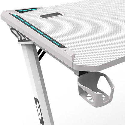 EKKIO RGB Gaming Desk Z Shape White 140cm