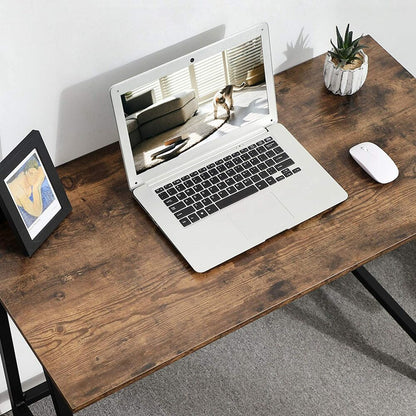 VASAGLE 100cm Computer Desk with Steel Frame Rustic Brown