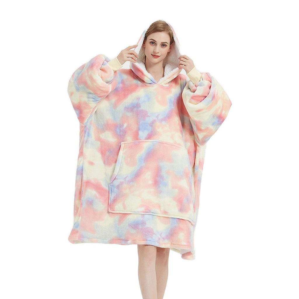 GOMINIMO Hoodie Blanket Adult Over Sized Tie-Dyed Beige