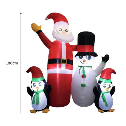 Festiss 1.8m Santa Snowman and Penguin Greeting Christmas Inflatable with LED