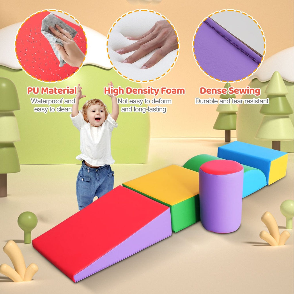 GOMINIMO 5 Piece Kids Climb Crawl Playset Soft Foam Blocks Indoor Activity Toys