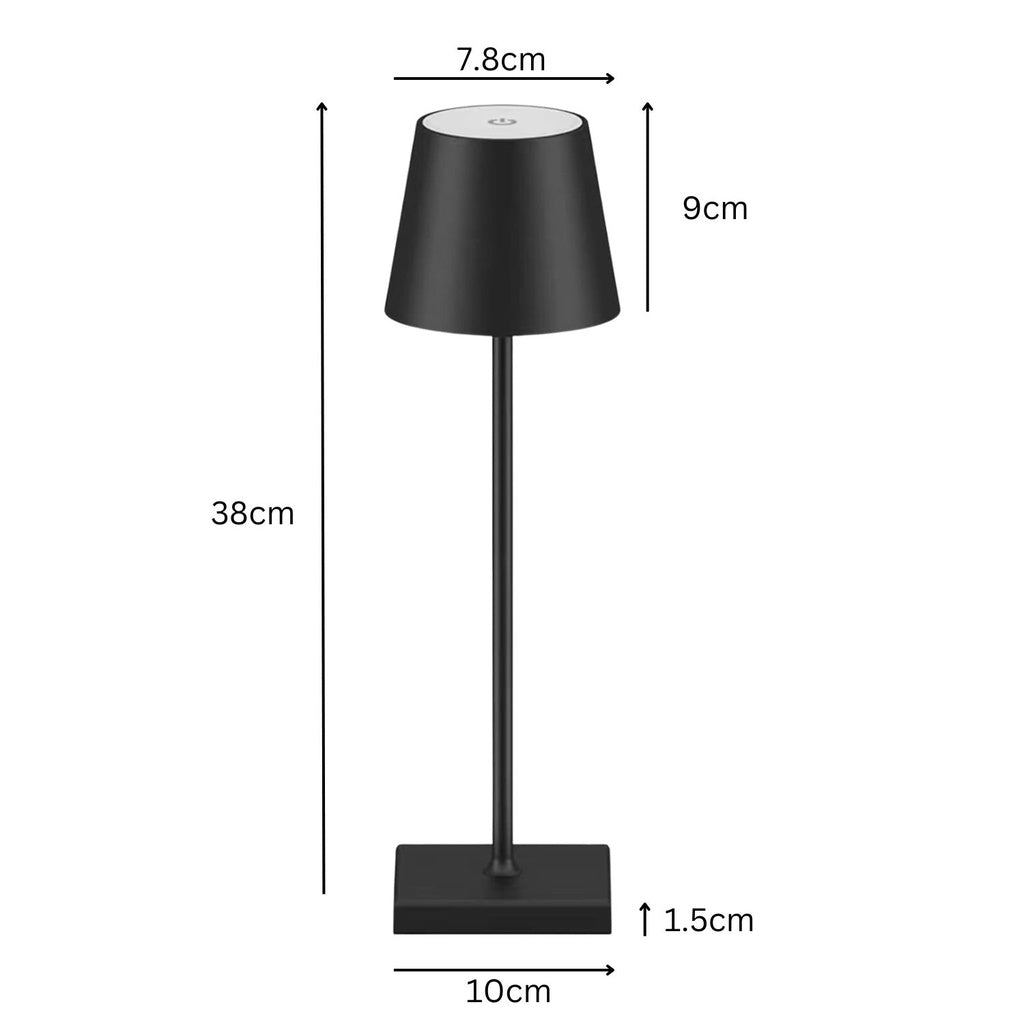 GOMINIMO Cordless Table Lamp Rechargeable Waterproof Lampshade Dimmable Black