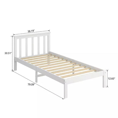 EKKIO Single Wooden Bed Frame (White)