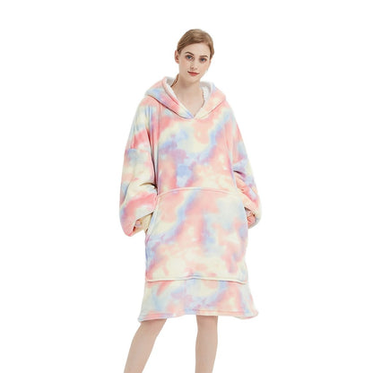 GOMINIMO Hoodie Blanket Adult Over Sized Tie-Dyed Beige