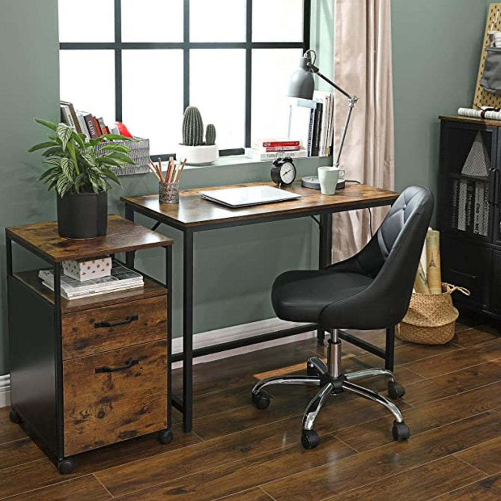 VASAGLE Computer Desk Rustic Brown and Black