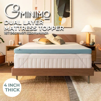 GOMINIMO Dual Layer Mattress Topper 4 inch with Gel Infused (Twin)