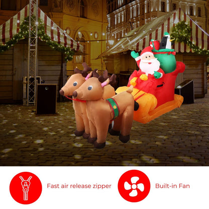 Festiss 2.2m Santa and Reindeer Christmas Inflatable with LED