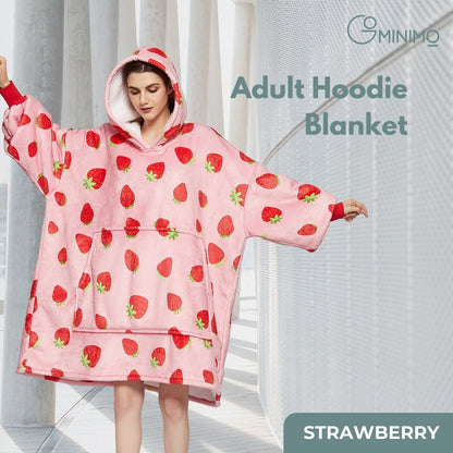 GOMINIMO Hoodie Blanket Adult Strawberry