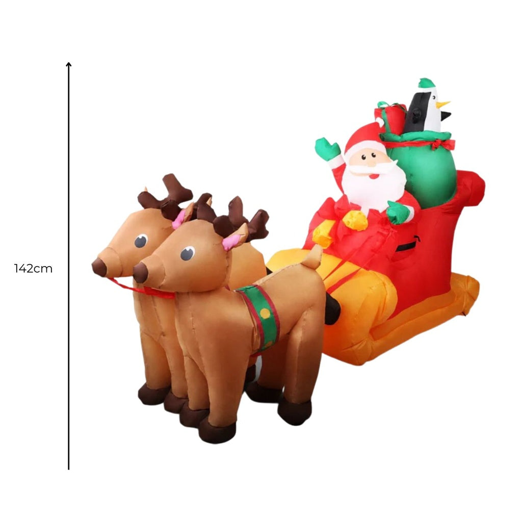 Festiss 2.2m Santa and Reindeer Christmas Inflatable with LED