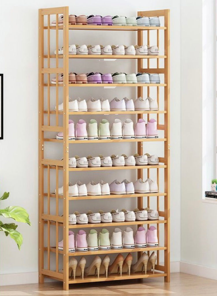 EKKIO 10-Tiers Bamboo Shoe Rack