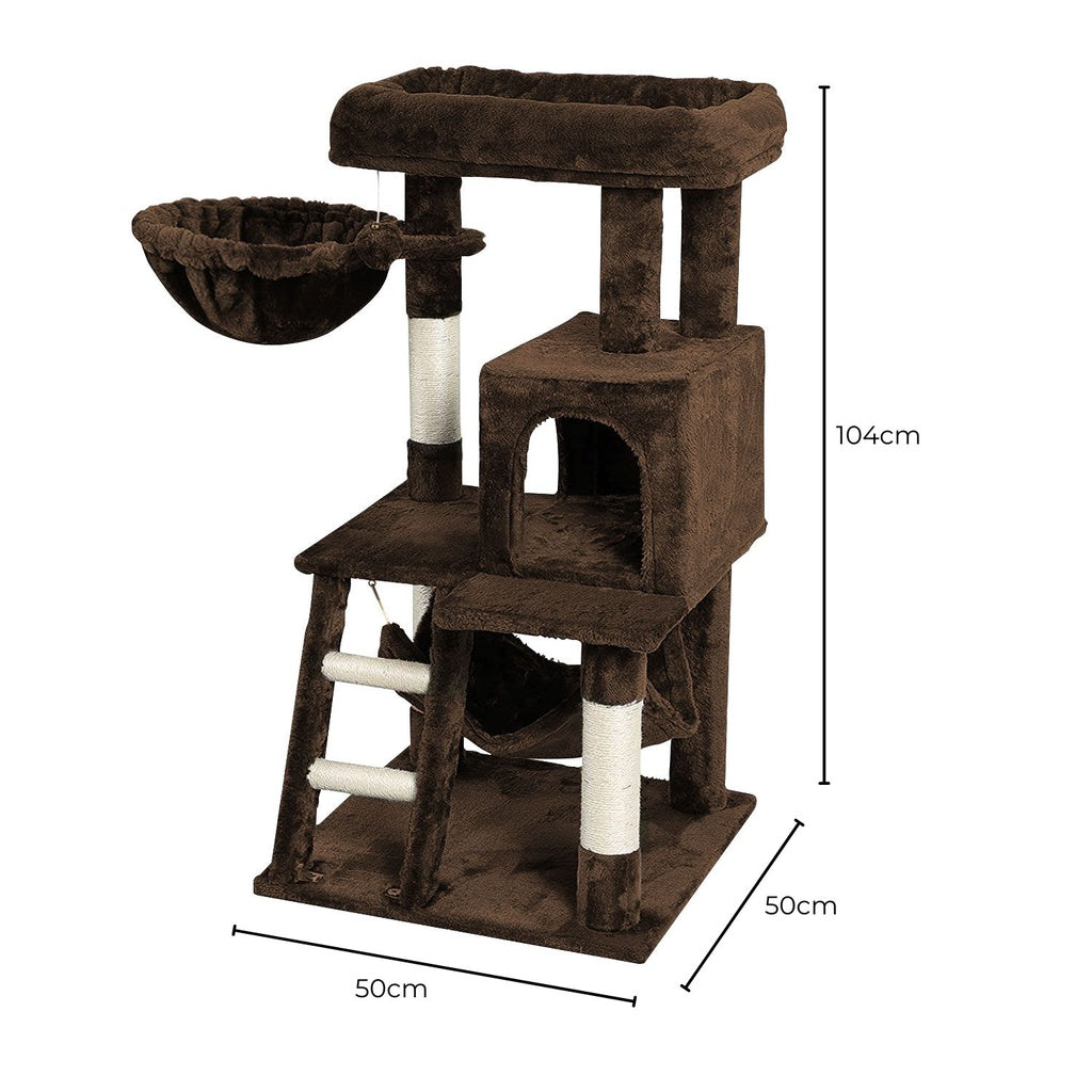 Floofi 104cm Plush Cat Condo Cat Tree Brown