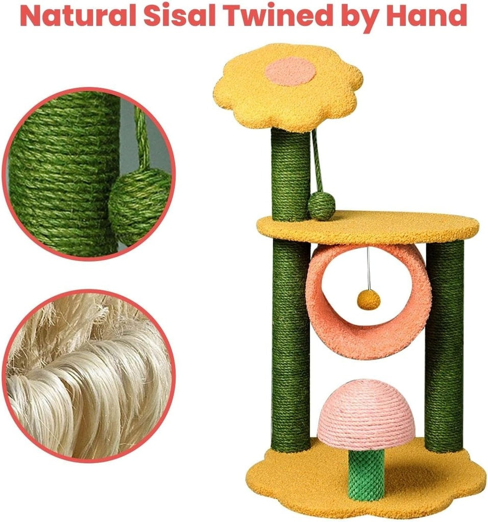 Floofi 90cm Sunflower Plush Scratching Post Cat Tree