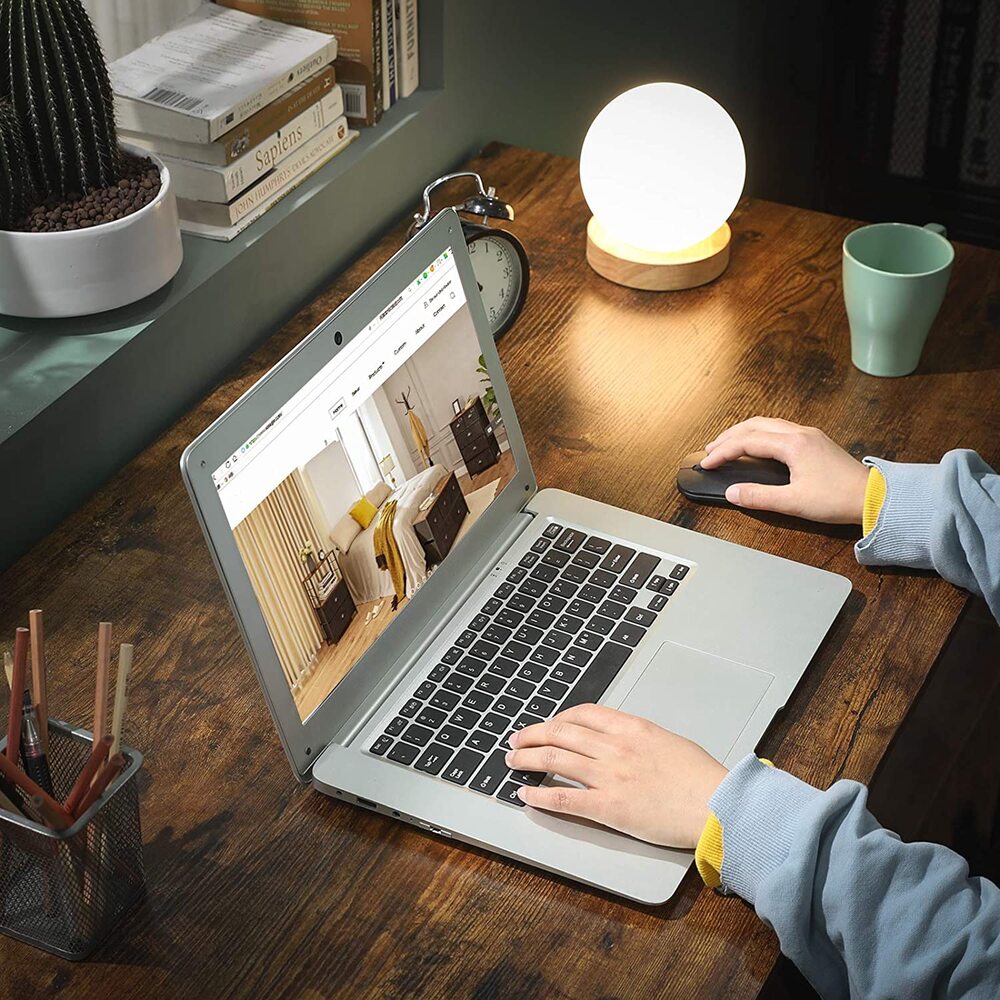 VASAGLE L-Shaped Computer Desk Rustic Brown and Black LWD73X