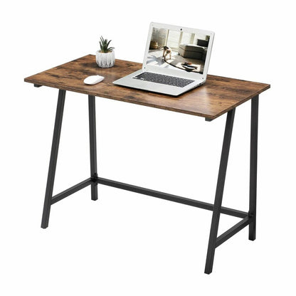 VASAGLE 100cm Computer Desk with Steel Frame Rustic Brown